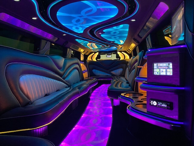 colorful lights on limo