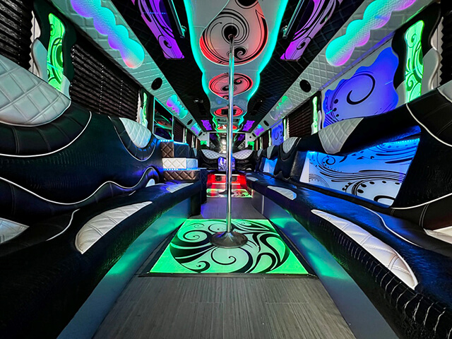 Party bus leather seats