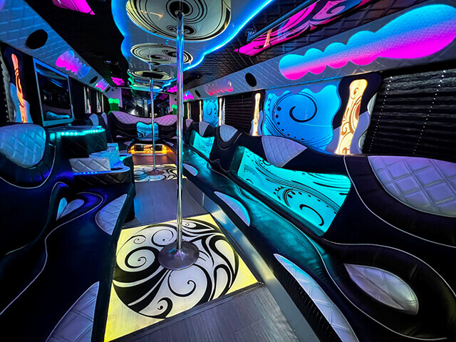 Color-changing lights on party bus