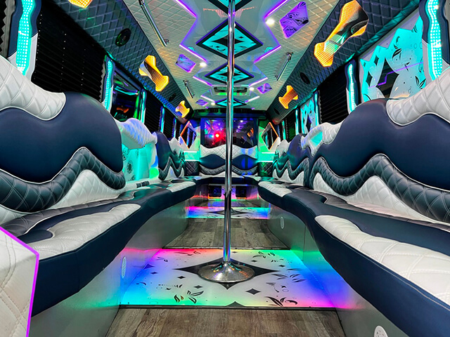 LED lighting on party bus